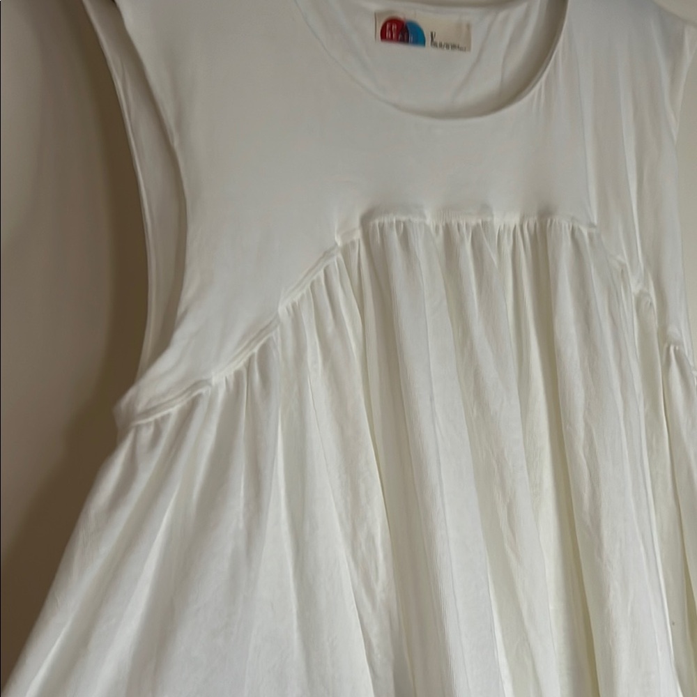 FP Madelyn Midi Beach Elegant White Sleeveless Dress high low and side pockets. - Picture 16 of 16